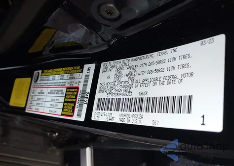 2023 Toyota Tundra Hybrid Capstone z USA, uszkodzony, nr VIN 5TFVC5DB2PX026333